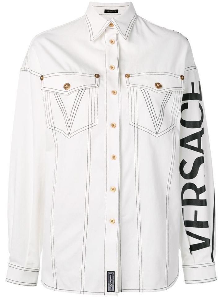 Versace Logo Denim Shirt - White