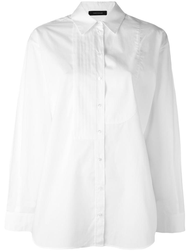 Cédric Charlier Pleated Detail Shirt, Women's, Size: 40, White, Cotton