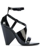 Saint Laurent Geometric Heel Sandals - Black