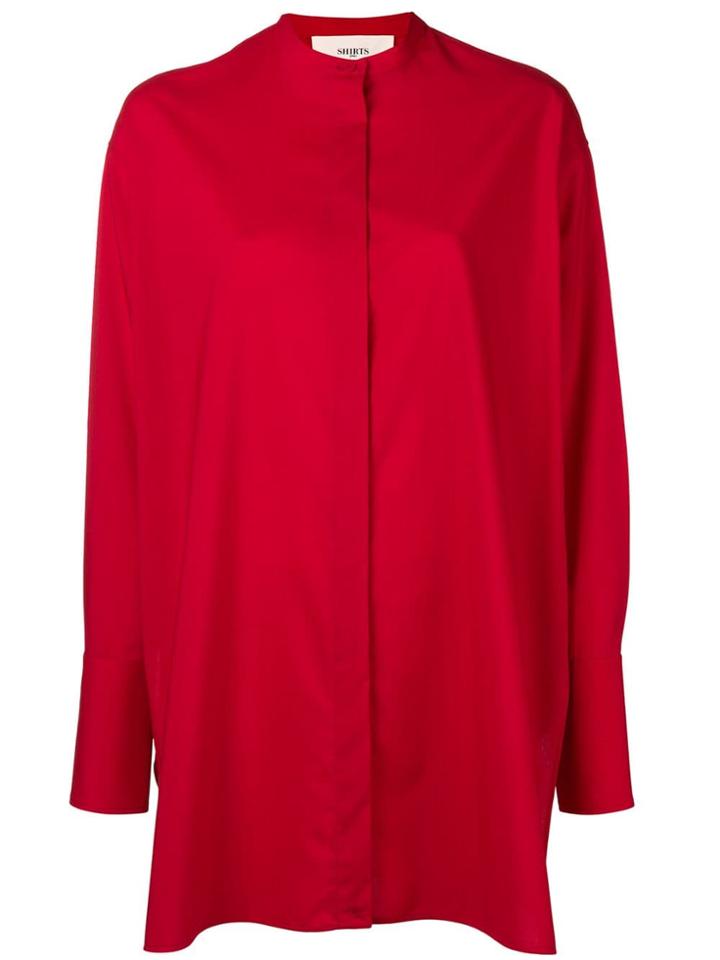 Ports 1961 Band Collar Long Shirt - Red