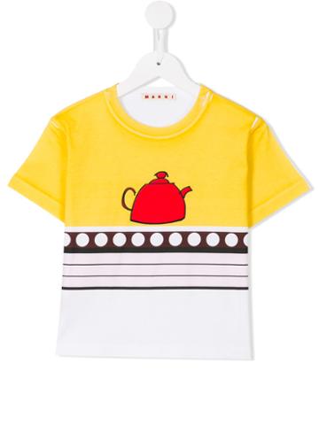 Marni Kids Tea Pot Print T-shirt, Girl's, Size: 6 Yrs, Yellow/orange