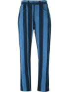 Dolce & Gabbana Striped Cropped Jeans, Women's, Size: 40, Blue, Cotton