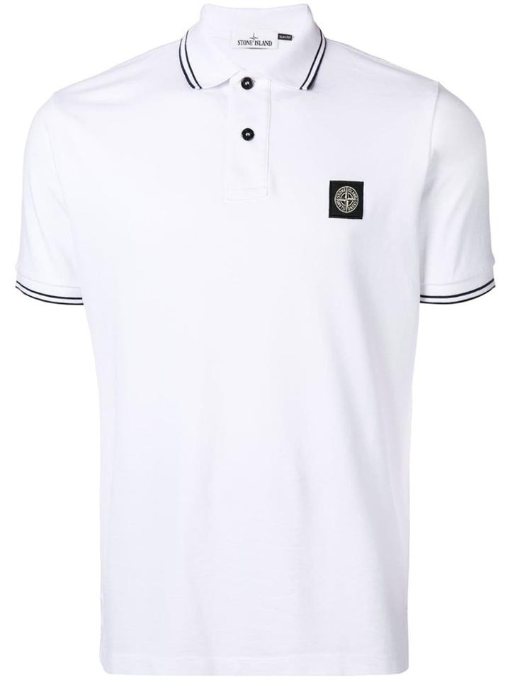 Stone Island Logo Short-sleeve Polo Top - White