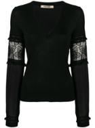 Roberto Cavalli Sheer Sleeves Pullover - Black