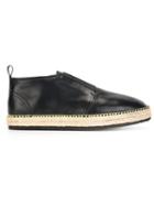 Msgm Espadrille Sole Contrast Stitching Slippers, Men's, Size: 41, Black, Rubber/leather