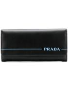 Prada Logo Flap Wallet - Black
