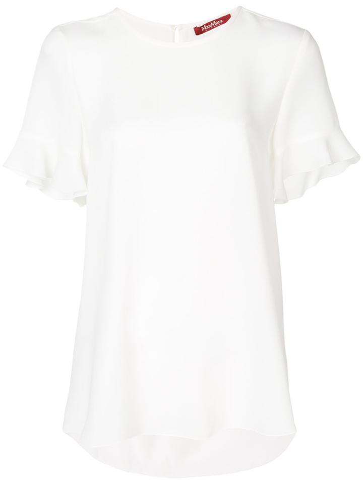 Max Mara Studio Ruffled Sleeves T-shirt - White