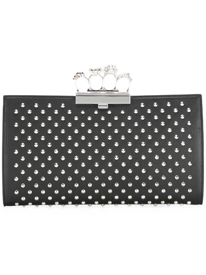 Alexander Mcqueen Knuckle Case Clutch, Women's, Black, Leather/metal