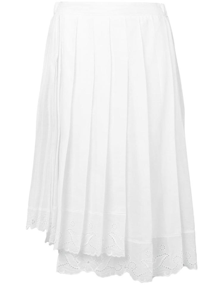 No21 Lace Trim Pleated Skirt - White