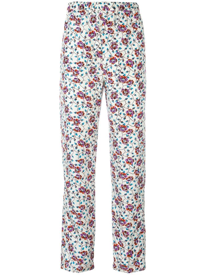 Isabel Marant Printed Roya Trousers, Women's, Size: 36, White, Silk