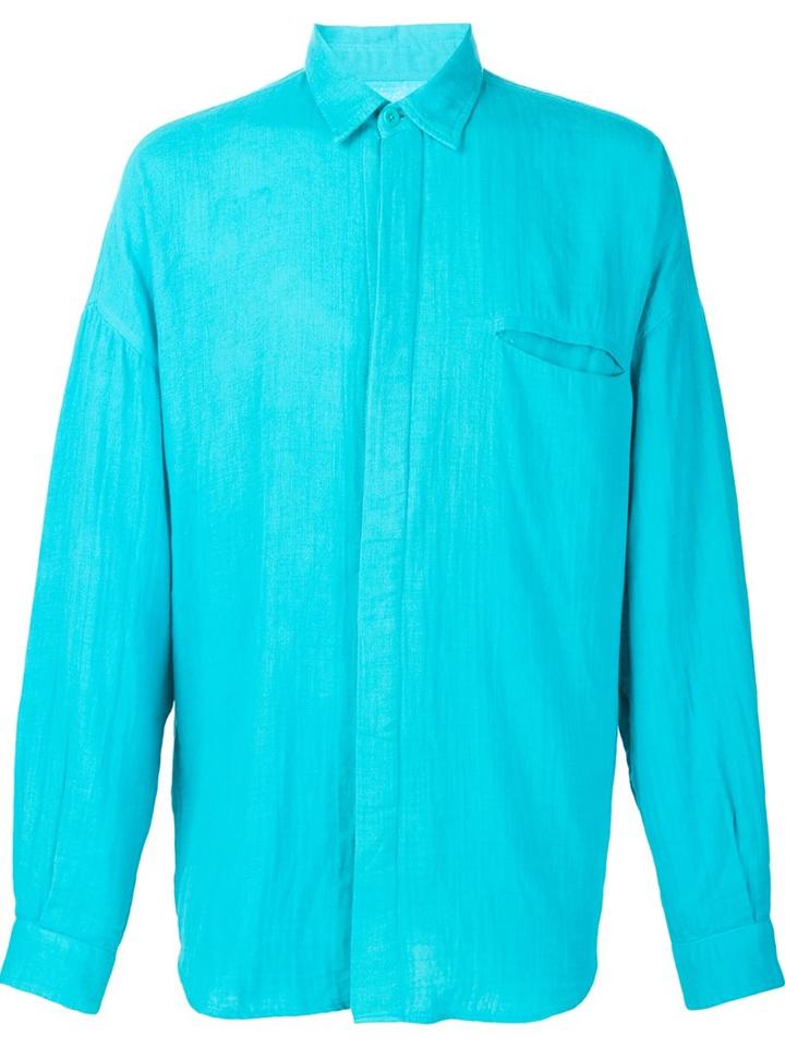The Elder Statesman Gauze Pocket Shirt, Adult Unisex, Size: Small, Blue, Cotton