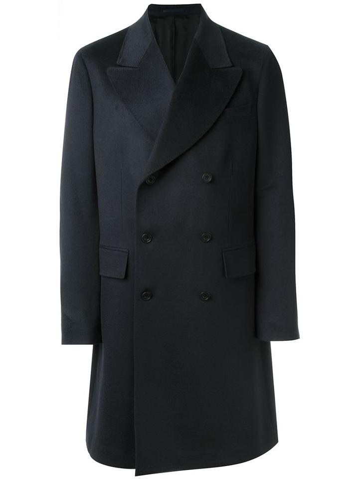E. Tautz Cashmere Double Breasted Overcoat, Men's, Size: 42, Blue, Cashmere