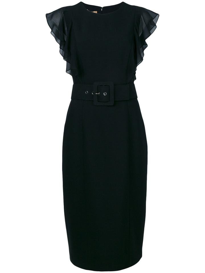 Michael Kors Ruffle Sleeve Pencil Dress - Black
