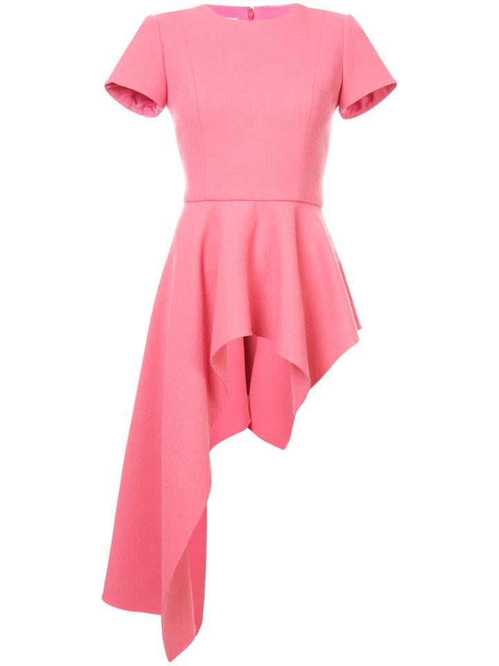 Oscar De La Renta Asymmetric Peplum Top - Pink & Purple