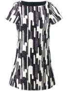 Blugirl Boat Neck Shortsleeved Dress, Women's, Size: 42, Black, Cotton/polyester