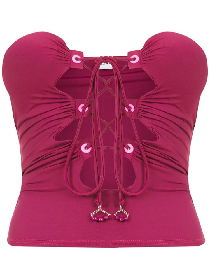 Amir Slama Sleeveless Lace Up Top - Pink