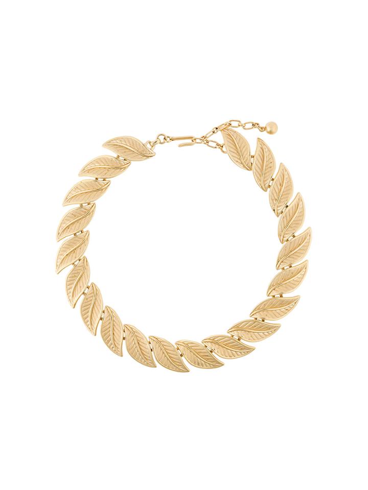 Trifari Vintage 1960s Vintage Trifari Brushed Leaf Necklace - Metallic