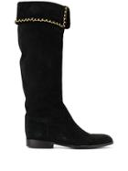 Chanel Pre-owned Chain Trim Boots - Black