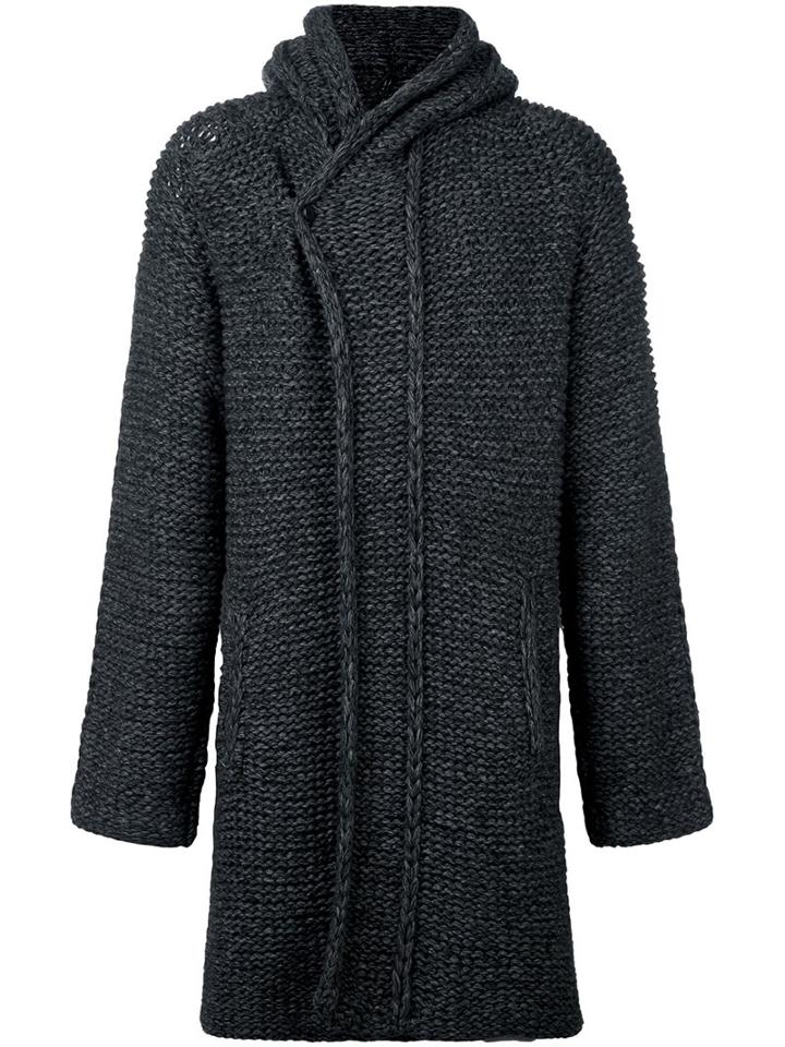 Masnada Shawl Lapel Long Cardigan, Men's, Size: Medium, Grey, Nylon/viscose/cashmere/wool