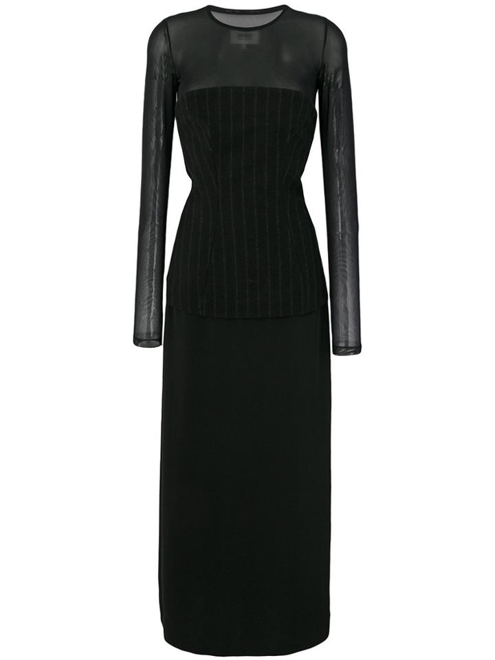 Mm6 Maison Margiela Long-sleeved Layered Dress - Black
