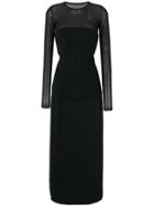 Mm6 Maison Margiela Long-sleeved Layered Dress - Black