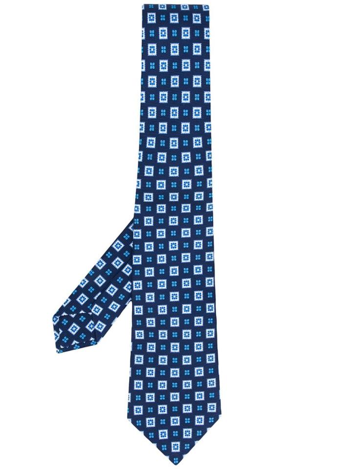 Kiton Square And Floral Print Tie - Blue