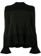 Fendi - Frill-hem Knitted Top - Women - Polyester/viscose - 40, Black, Polyester/viscose