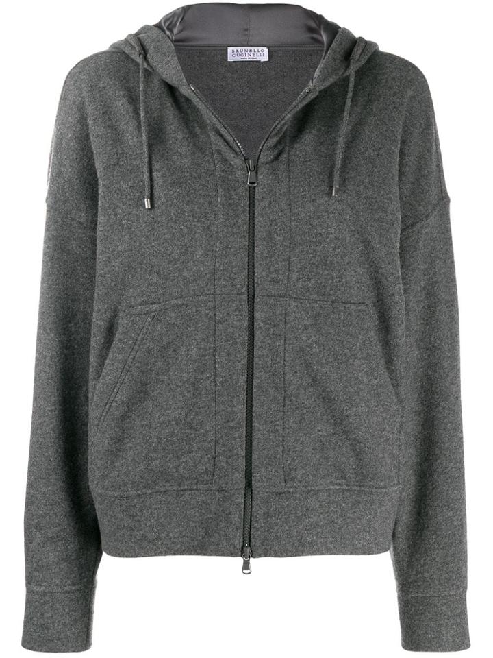 Brunello Cucinelli Zip Front Hoodie - Grey