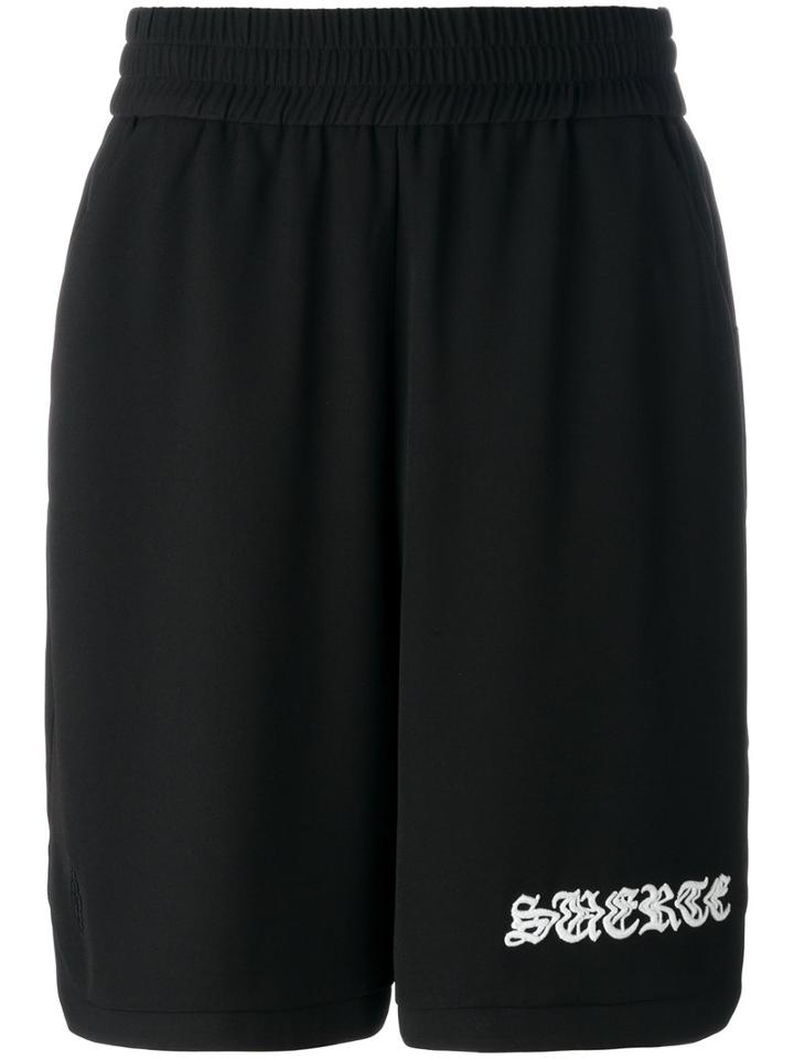 Marcelo Burlon County Of Milan - Track Shorts - Women - Polyester/spandex/elastane/acetate/viscose - Xxs, Women's, Black, Polyester/spandex/elastane/acetate/viscose