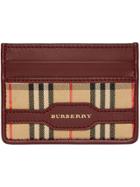 Burberry 1983 Check And Leather Card Case - Red