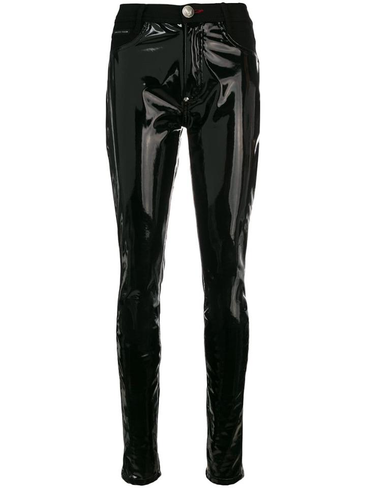 Philipp Plein Slim Varnished Trousers - Black