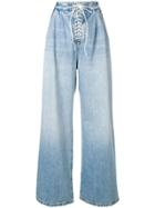 Unravel Project Lace-up Wide-leg Jeans - Blue