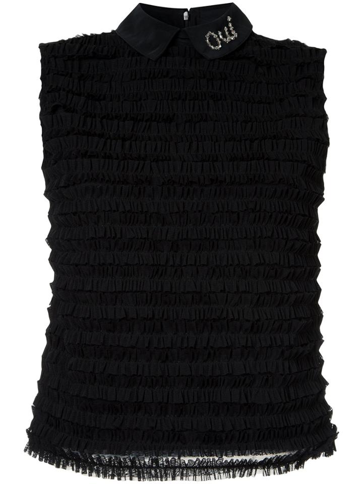 Tu Es Mon Trésor Oui Sleeveless Blouse - Black