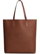 Burberry Medium Logo Embossed Tote - Brown