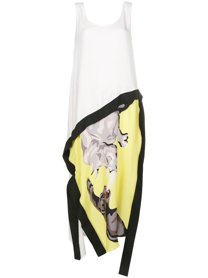 Krizia Contrast Shift Midi Dress - White
