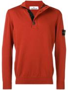 Stone Island V-neck Fitted Sweater - Orange