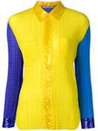 Issey Miyake Vintage Colour Block Pleated Shirt, Women's, Size: Medium, Yellow/orange