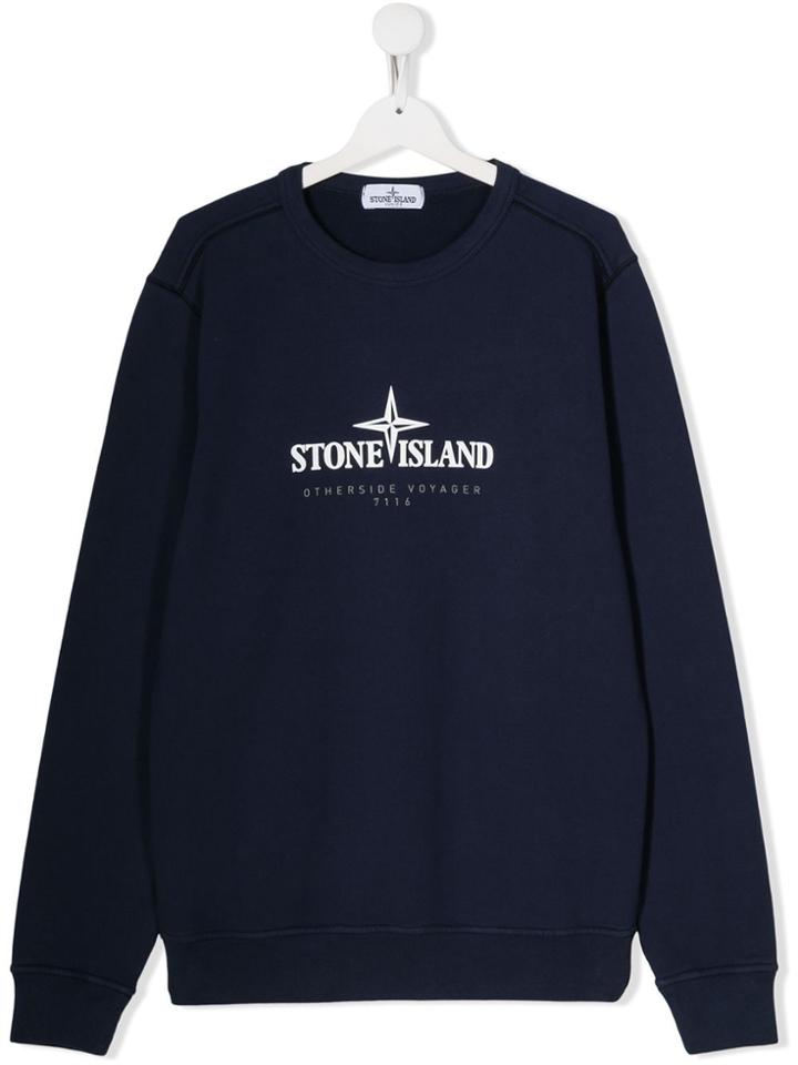 Stone Island Junior Teen Logo Oversized Sweatshirt - Blue
