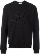 Msgm Embroidered Logo Sweatshirt, Men's, Size: Medium, Black, Cotton