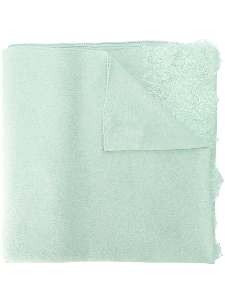Ermanno Scervino - Lace Edges Scarf - Women - Silk/polyamide/cashmere - One Size, Women's, Green, Silk/polyamide/cashmere