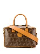 Fendi Ff Logo Print Tote - Brown
