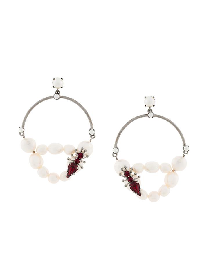 Ermanno Scervino Insect Pearl Earrings - White