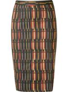 Andrea Marques Printed Midi Pencil Skirt, Women's, Size: 40, Black, Cotton/spandex/elastane/acetate