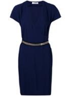 Lanvin - Chain-trimmed Wrap Dress - Women - Acetate/viscose - 42, Women's, Blue, Acetate/viscose