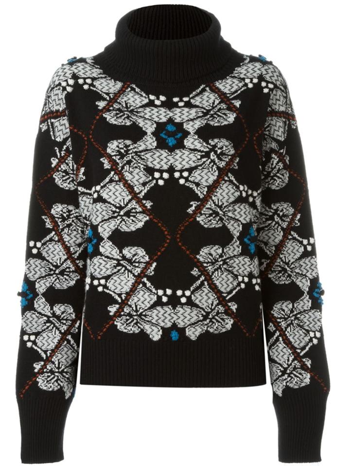 Barrie Cashmere Floral Intarsia Jumper - Black