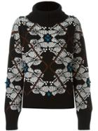 Barrie Cashmere Floral Intarsia Jumper - Black