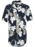 Edward Crutchley Floral Print Short Sleeve Silk Shirt - Blue