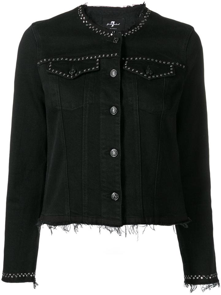 7 For All Mankind Studded Denim Jacket - Vintage Gravity Black