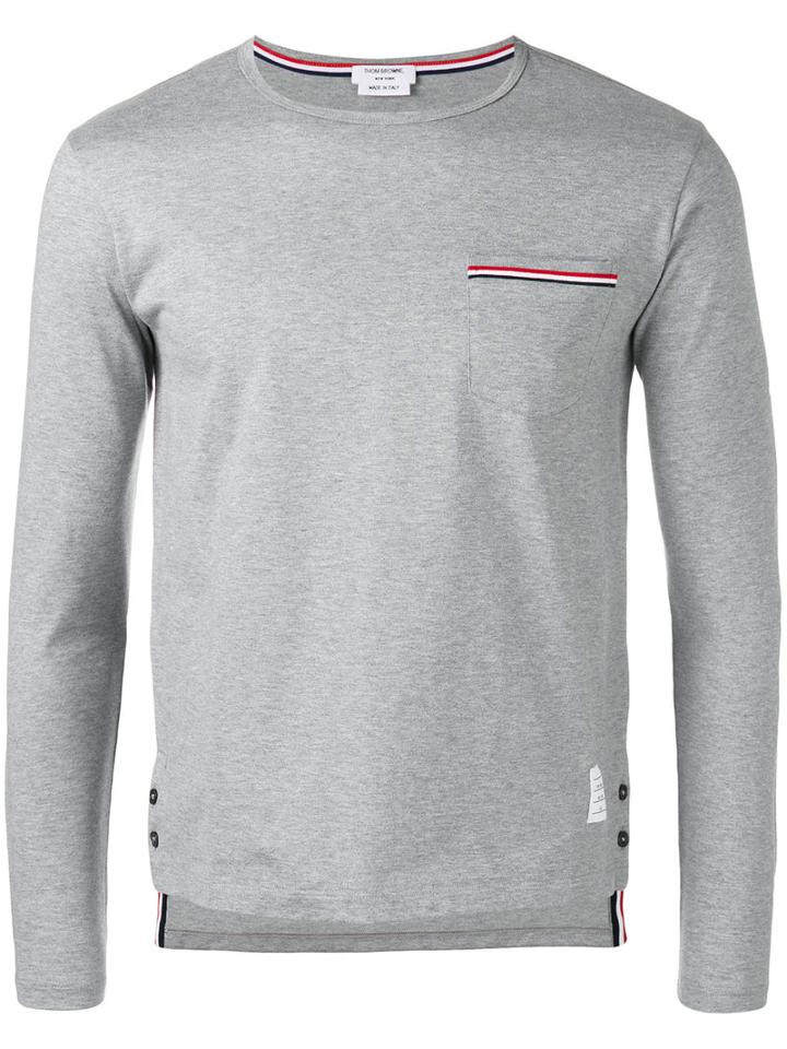 Thom Browne - Longsleeve Pocket T-shirt - Men - Cotton - 5, Grey, Cotton