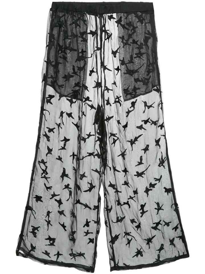 Ikumi Embroidered Sheer Trousers - Black
